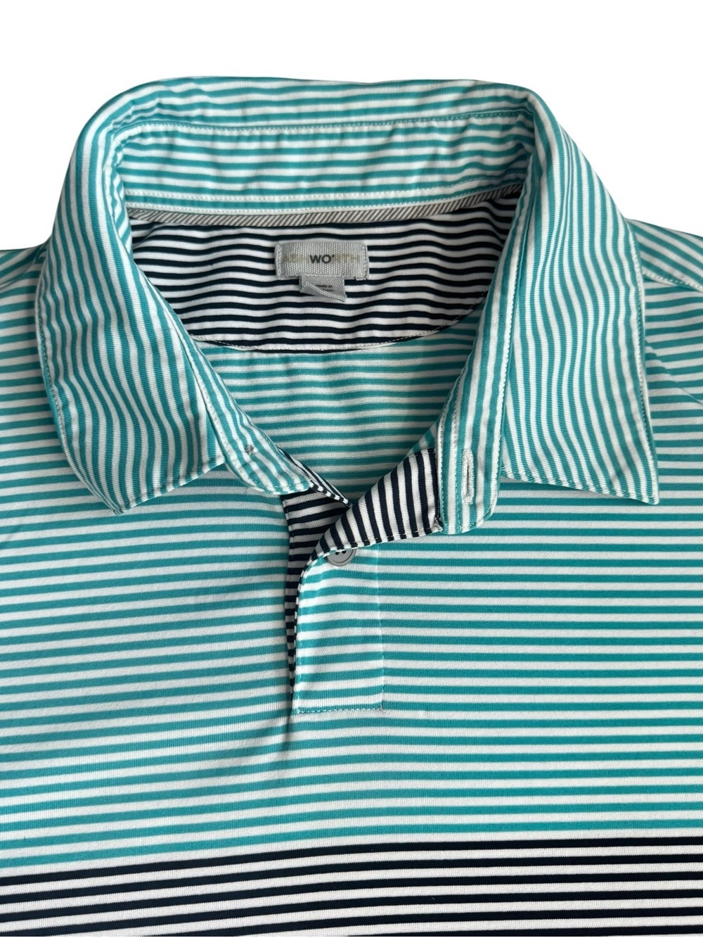 Ashworth Men’s Aqua & Navy Striped Golf Polo Shirt, L - Picture 2 of 8